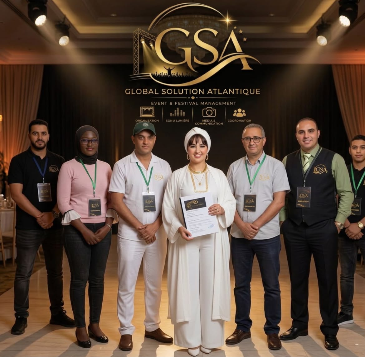 GSA team at an official ceremony in front of the company backdrop