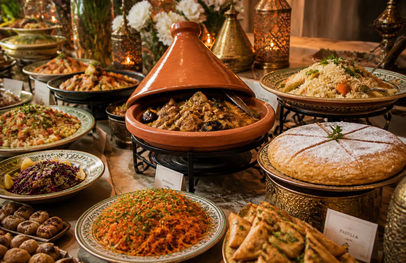 Moroccan lamb tagine served with bread
